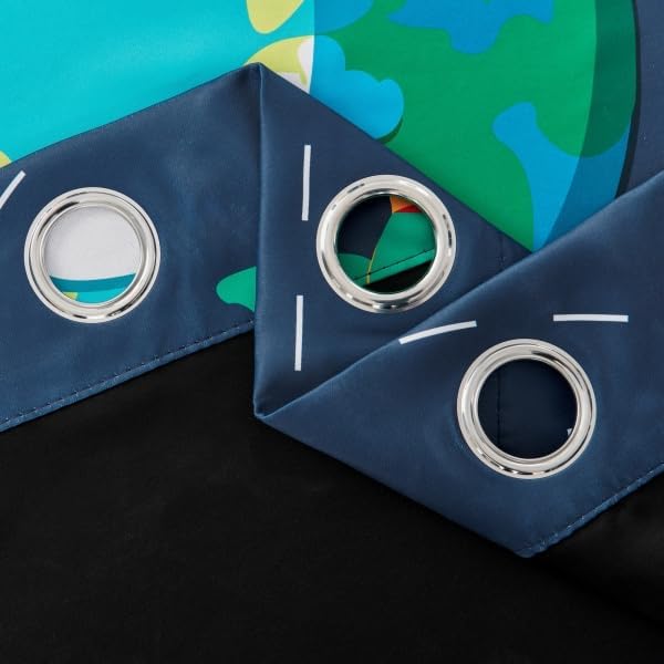 Kids Space Themed Blackout Curtains - 2 Panels, Each W42×L54, 100% Blackout, Perfect for Bedroom and Nursery, Energy Saving with Vibrant Cosmos Patterns