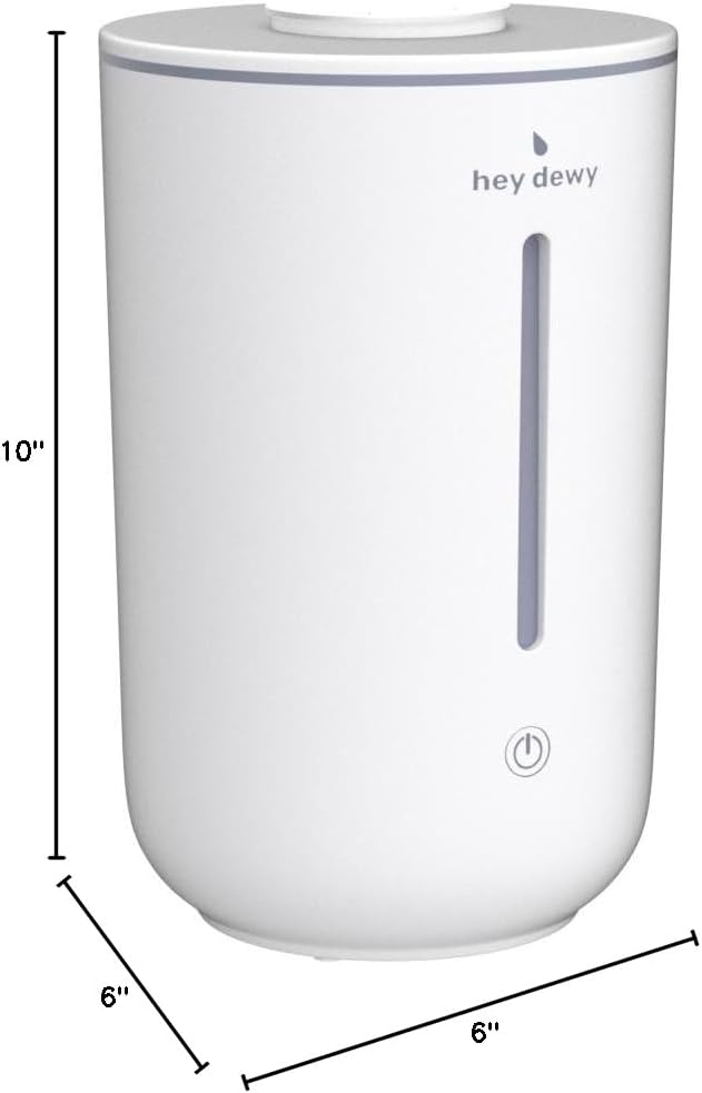 Hey Dewy Wellness Humidifier - for home, office, bathroom spa, or bedroom, with cool utrasonic mist hydration (Pearl)