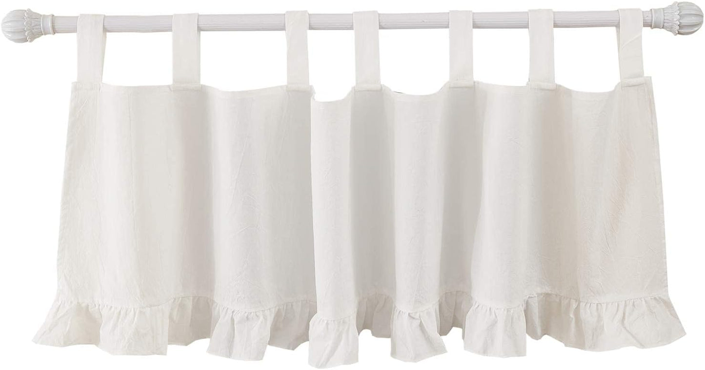 Brandream Baby Crib Bedding Set for Girls Boys Gender Neutral Boho Bohemian Farmhouse Chic Ruffle 6-Piece Nursery Bedding Set - 100% Washed Cotton Cream White