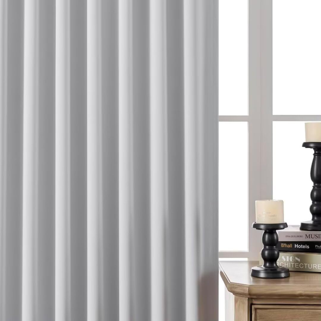 Joydeco 72 Inch 60% Blackout White Curtains 2 Panels,Elegant Soft Sheer Curtains for Bedroom,Thermal Insulated Black Out Drapes for Living Room,Rod Pocket Back Tab Drapes(W52 x L72 Inch,Greyish White)