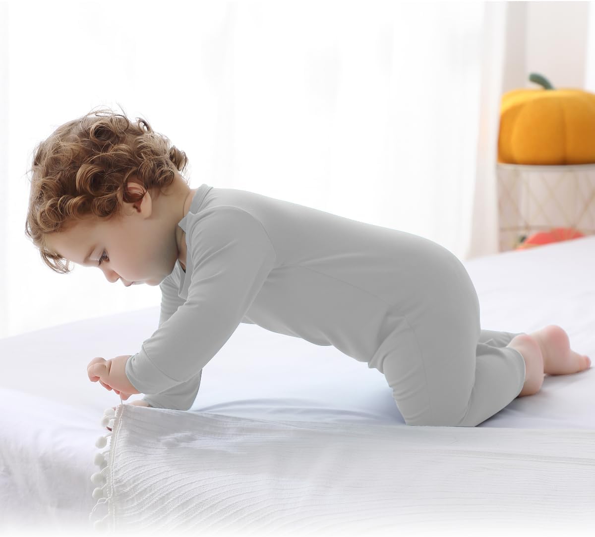 GUISBY Rayon Baby Pajamas, Long Sleeve with Snap Closure Pajamas Sleepers