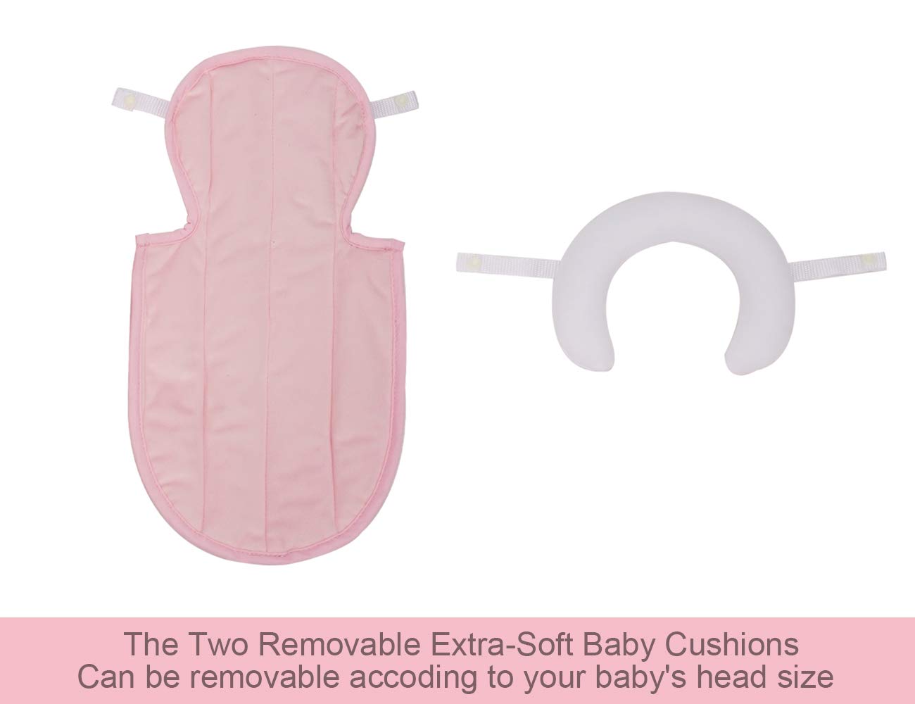 COOLBEBE New 2-in-1 Babybody Supports for Baby Newborn Infants - Extra Soft Stroller Cushion Pads Car Seat Insert, Perfect for Carseats, Strollers, Swings, Pink