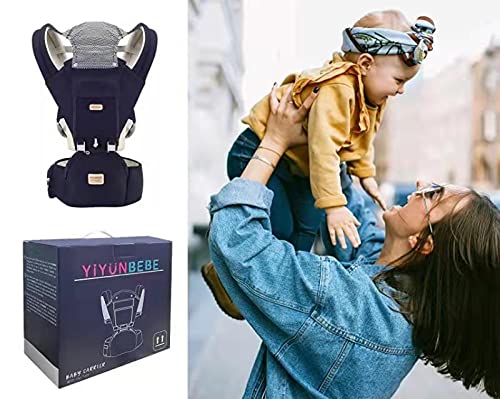 Baby Carrier, 3-in-1 Baby Carrier Newborn to Toddler with Hip Seat (Ergonomic M Position) for 0-36 Month/7-45lbs, Adjustable Size for Enhanced Lumbar Support,Perfect for On-The-go, Dark Blue
