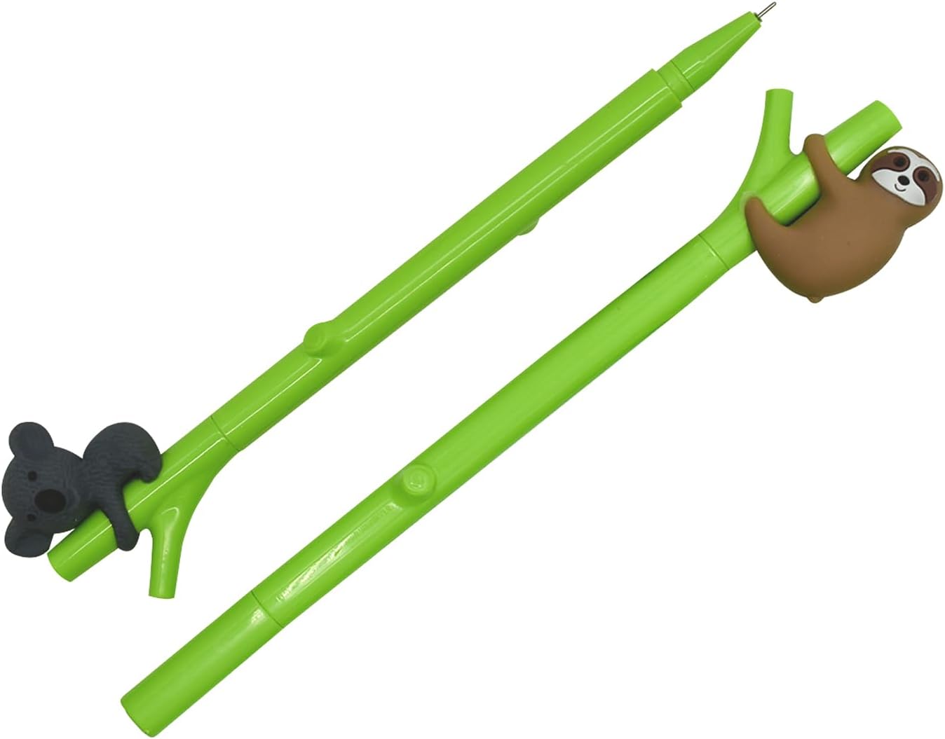 12PCS Cute Animal Pens - 12 Kai Sloth Koala Panda Gel Pens, 0.5mm Black Ink for School, Party & Office