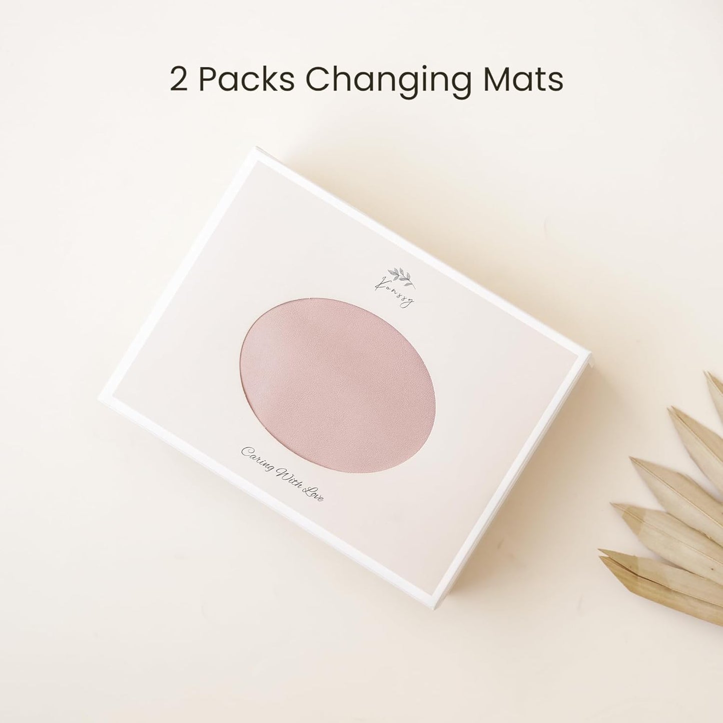 Konssy Faux Leather Baby Changing Mat, Waterproof, Wipeable & Portable Diaper Changing Pad for Travel or Home, Fits Perfectly in Diaper Bag, 32 x 20 inches (Blush,Beige)