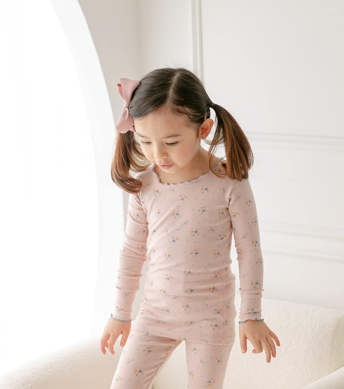 AVAUMA Baby Boy Girl Pajama Set 6M-7T Kids Cute Toddler Snug fit Flower Pattern Design Pjs Cotton Sleepwear Ruffled Shirring