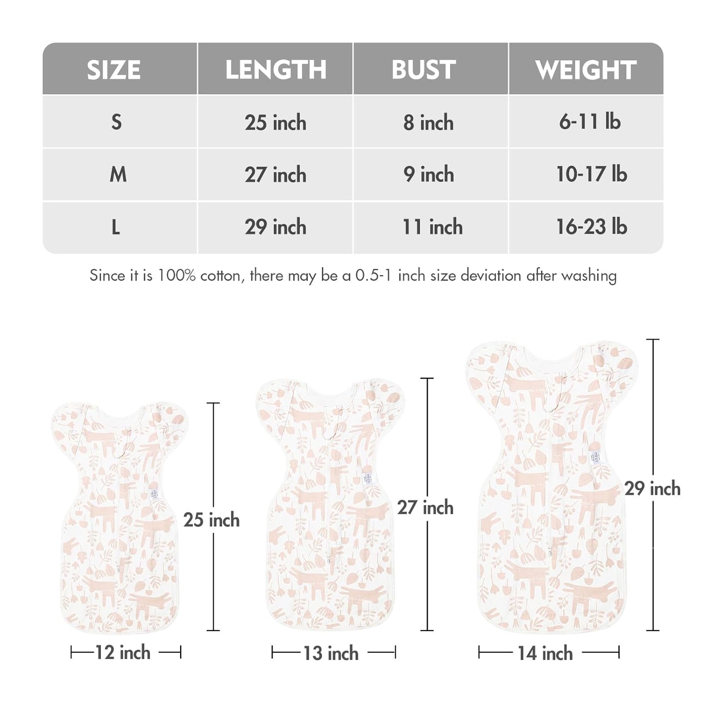 Baby Transitional Swaddle Sleep Sack - Newborn Swaddle Transition Bag with Removable Cuffs Arms Up Design, Free Wearable Blankets, Pink & Rabbit (3-6 Month)