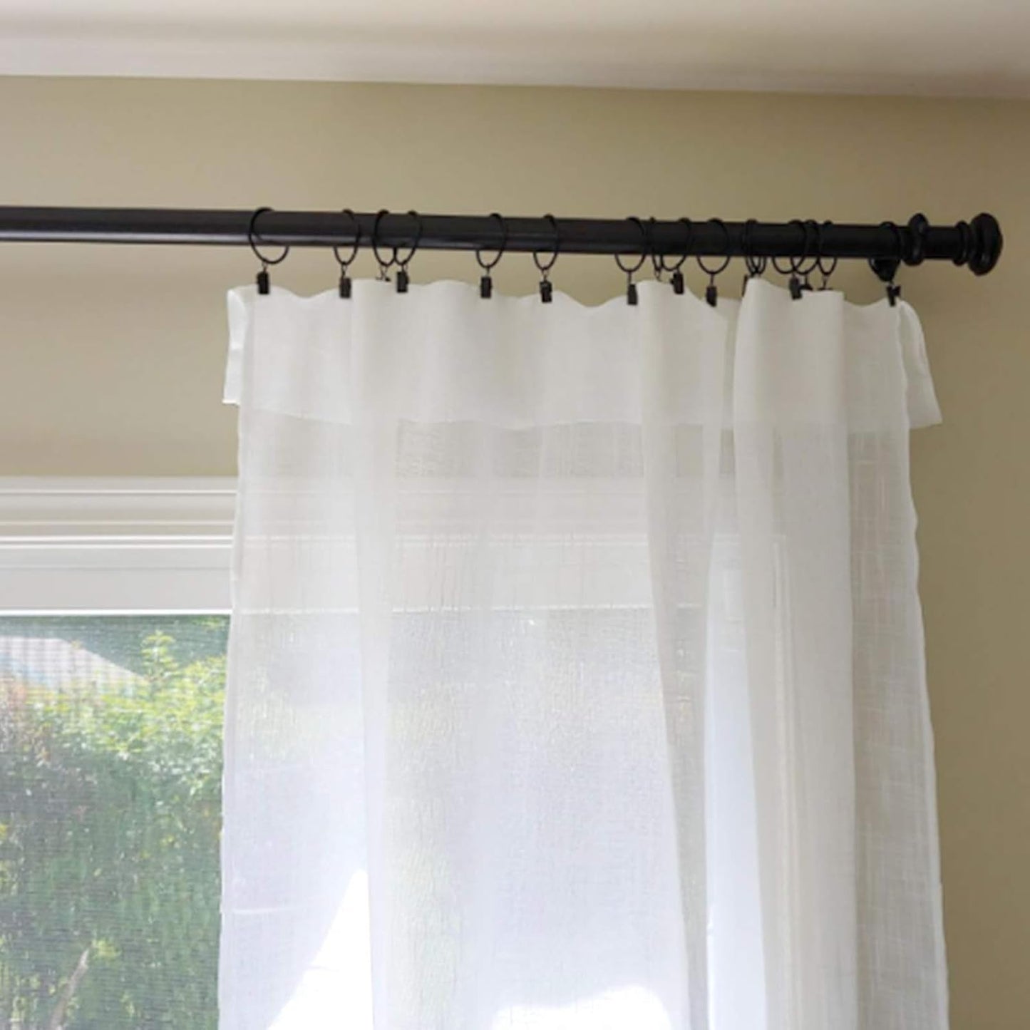 40 Pack Black Curtain Rings with Clips, Curtain Hooks Hangers Clip Rings for Hanging Drapes Bows Hat, Drapery Rings 1.77 in I D, Fits up to 1.5 in Diameter Curtain Rod.