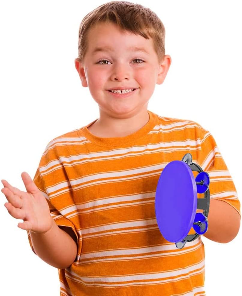 ArtCreativity Neon Tambourines for Kids, Set of 12, Percussion Musical Instruments for Boys and Girls, Durable Plastic and Metal Noise Makers, Birthday Party Favors and Goodie Bag Fillers, 4 Colors