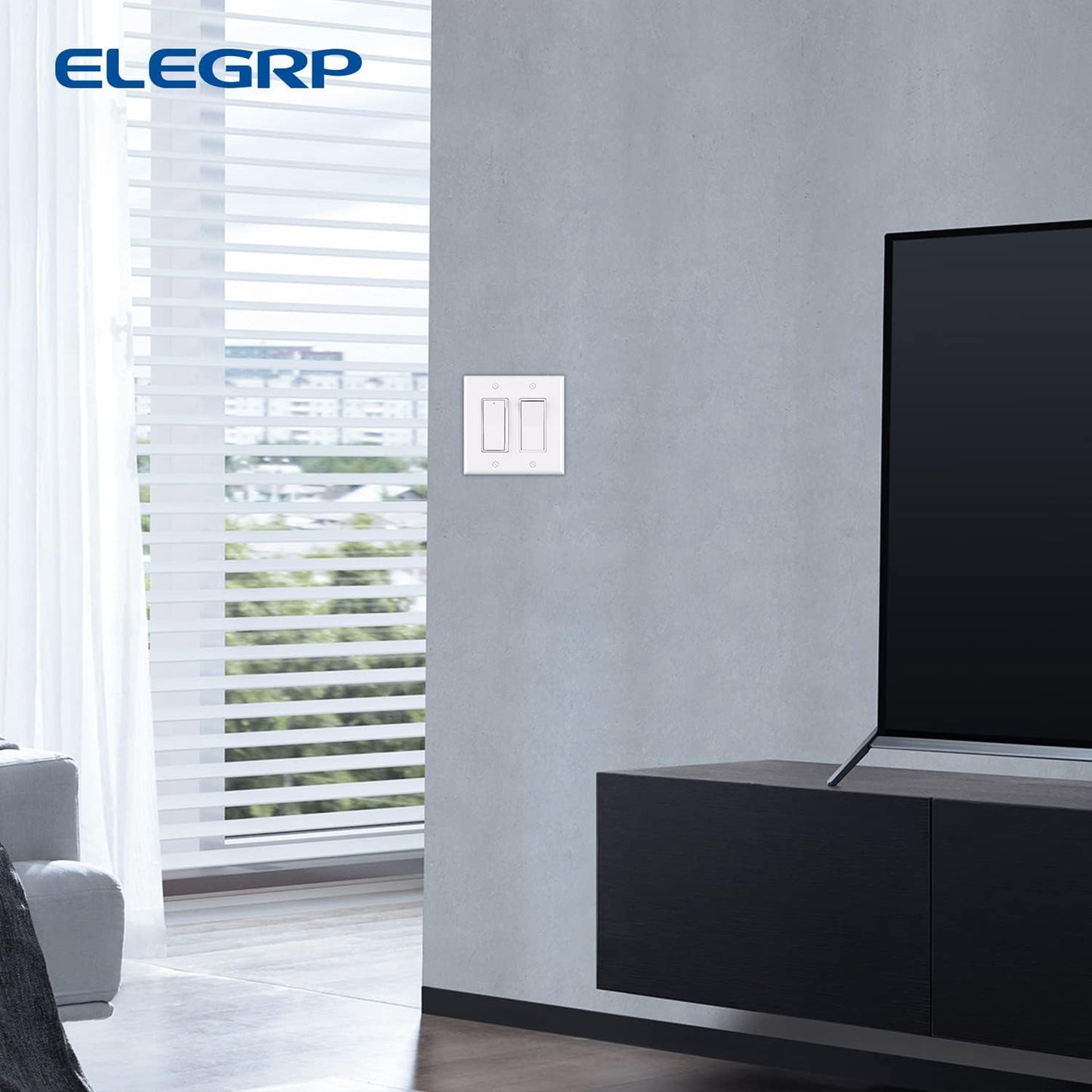 ELEGRP 2-Gang Decorative Wall Plates, Mid-Size 4.88" H x 4.94" L Unbreakable Thermoplastic Faceplate Cover for Decorator Receptacle Outlet Switch, UL Listed (10 Pack, Glossy White)