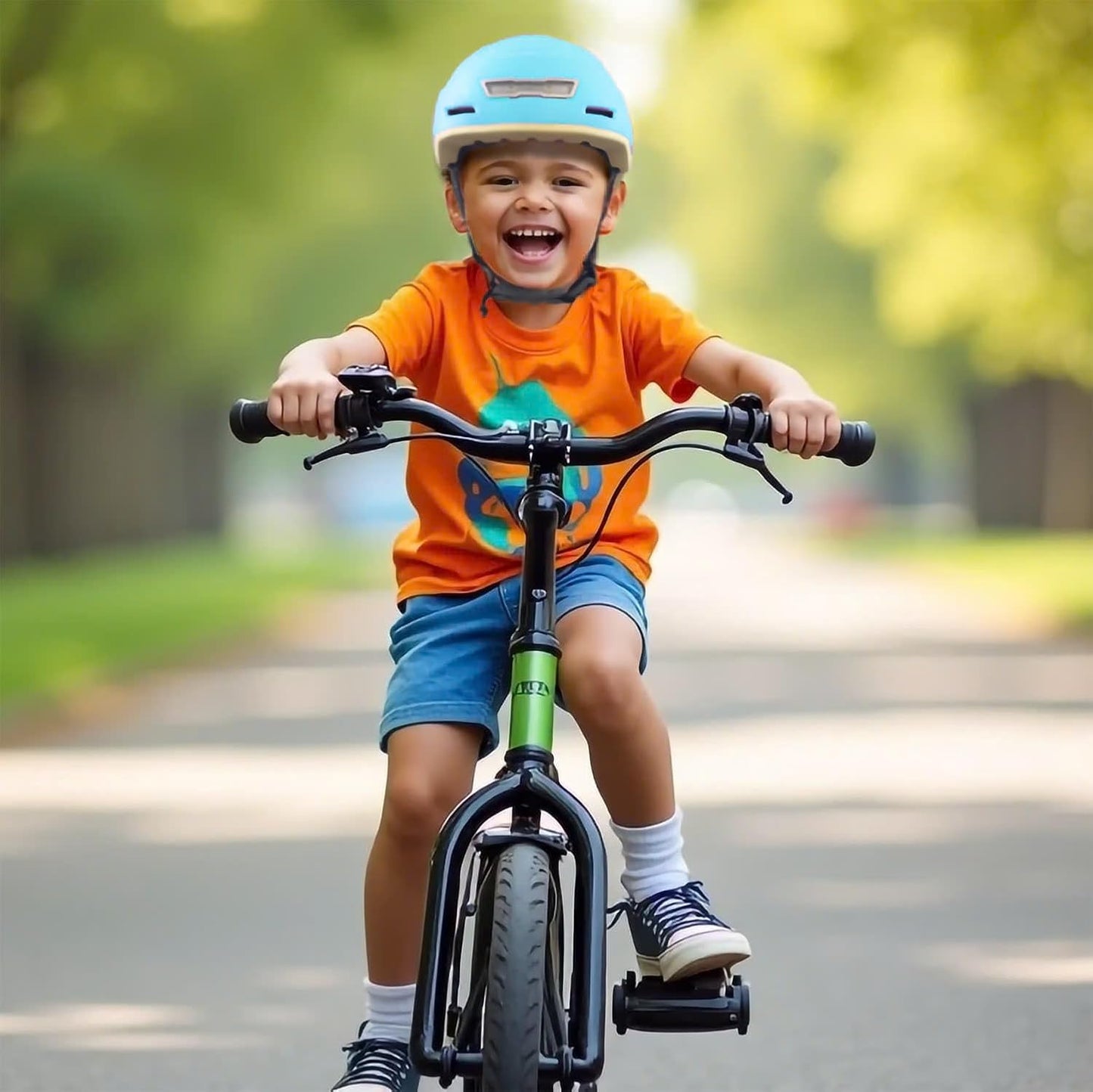 Kid Bike Helmets for Boys and Girls | Fit Head 51-54cm Circumference | CPSC & NTA-8776 Dual Certified | Multi-Sport Helmets with LED Lights, Magnetic Buckle, Detachable Visor