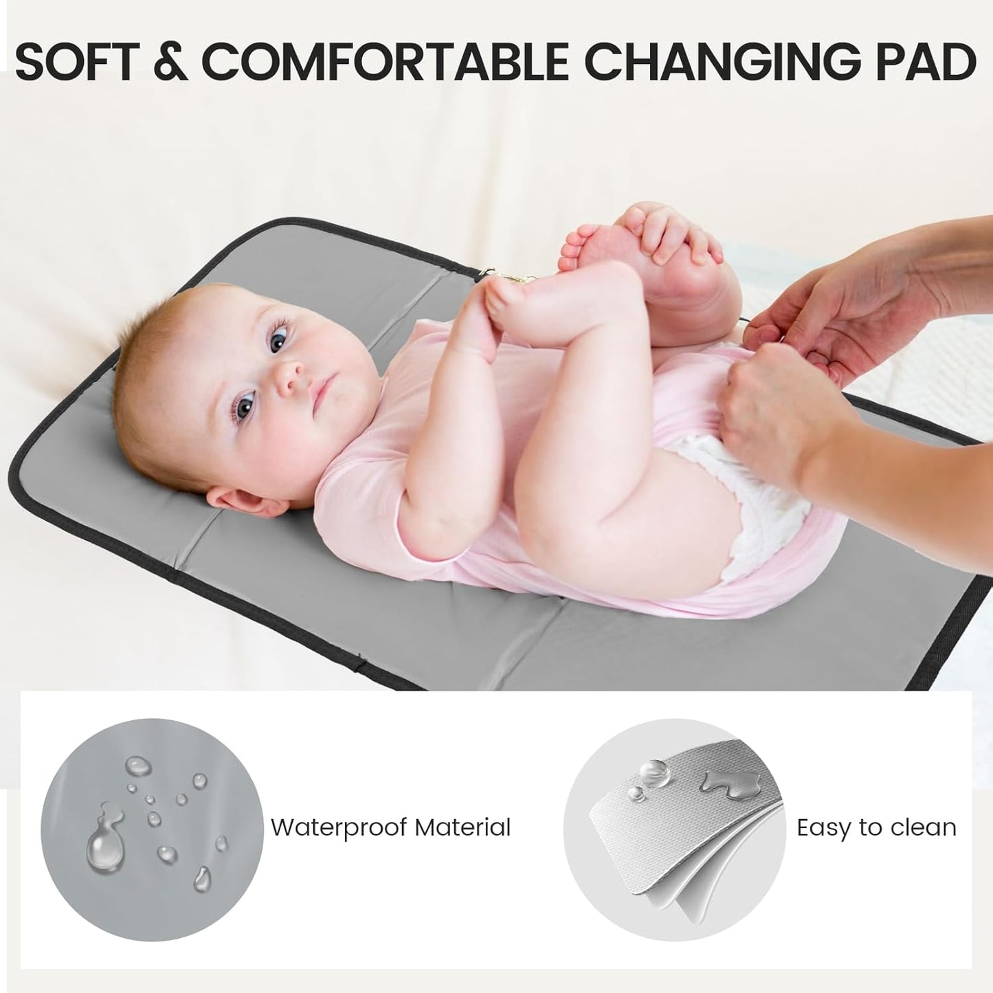 LOVEVOOK Diaper Bag Backpack, Baby Bag with Changing Station, Large Diaper Backpack for Mom Dads, Waterproof Mommy Bag for Boy and Girl, Travel Essential Baby Shower, Black-Beige