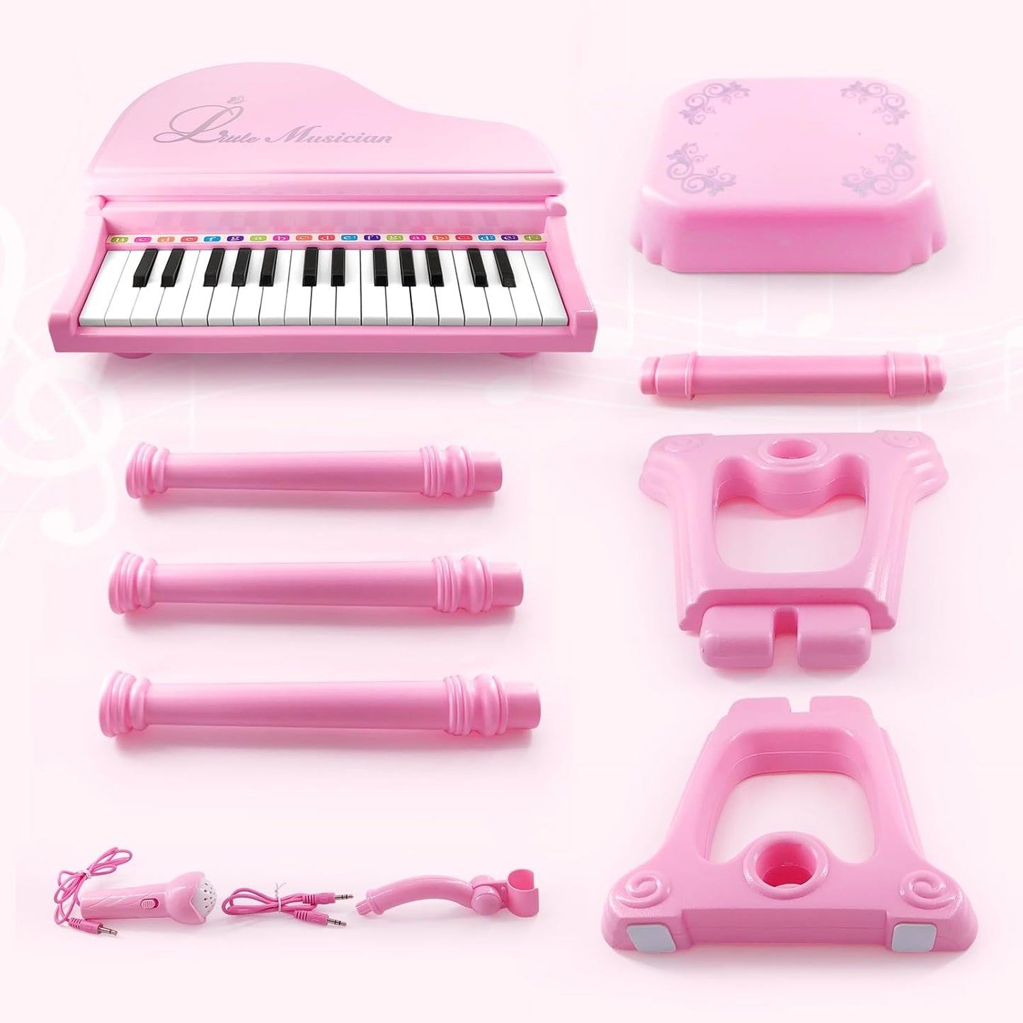 Love&Mini Piano Keyboard Toys for Girls - 31 Keys Kids Toy Piano with Microphone and Stool for Toddler Music Toy for 3+ Years Old Girls Birthday Gift