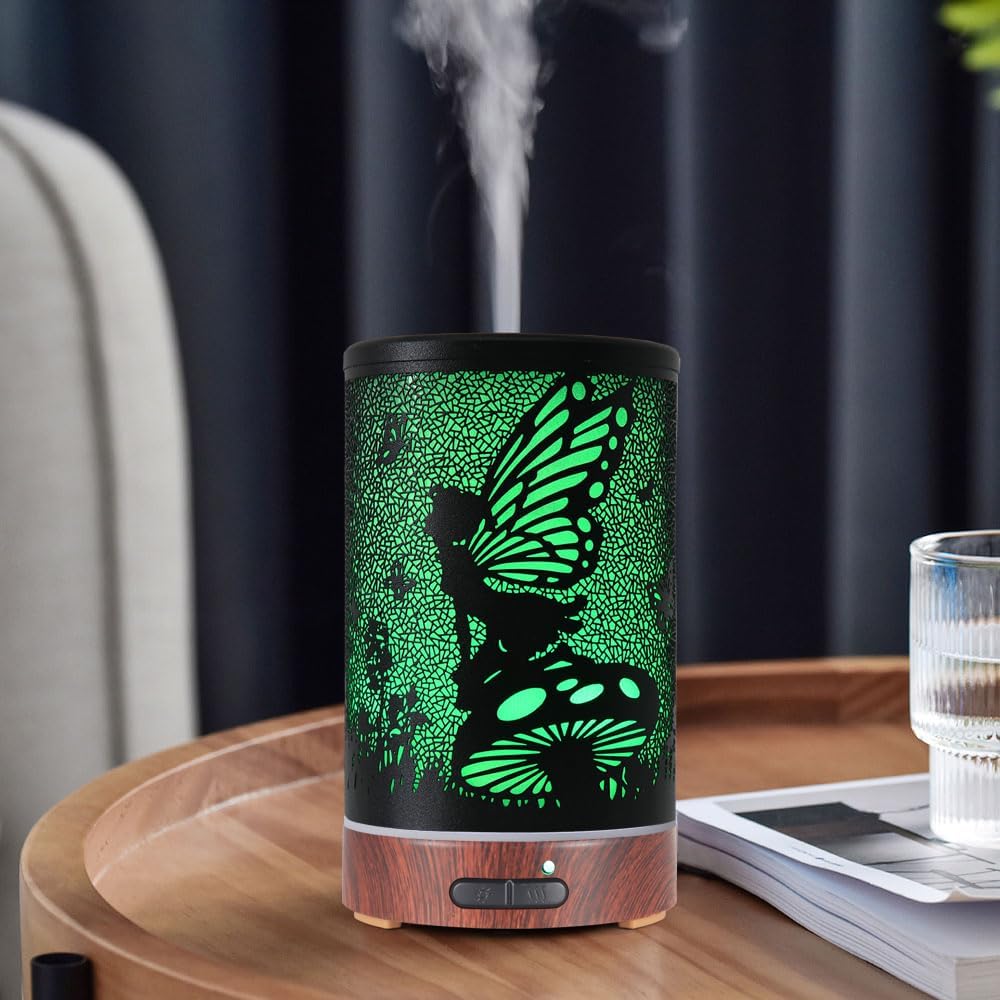 Essential Oil Diffuser, Ultrasonic Diffuser for Essential Oil, Cool Mist Humidifier Aromatherapy Diffuser with 7 Color Lighting Changing Modes, Waterless Auto Shut-Off for Home(Flower Fairy)