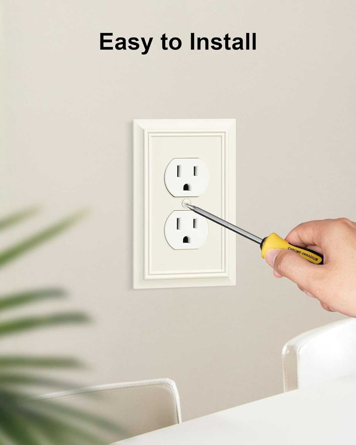 4-Pack Duplex Outlet Cover Plate, Decorative Light Almond Switch Plates and Outlet Covers, Natural Bamboo Fiber Wall Plates for Electrical Outlets, 1 Gang Receptacle Cover, Corrosion Resistant