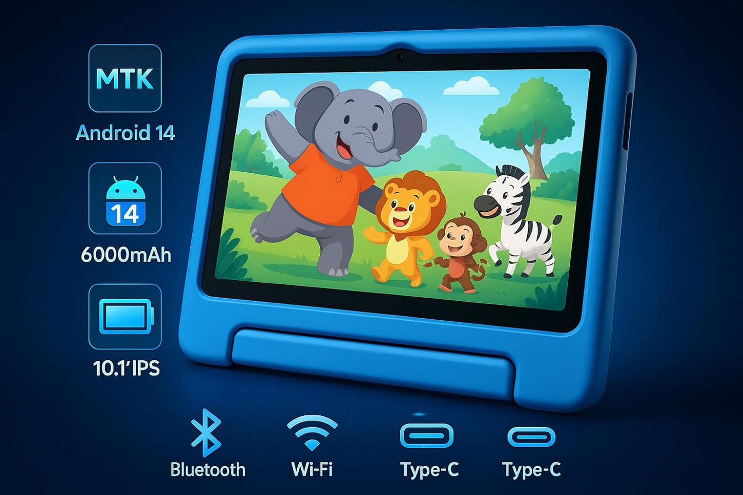 Upgraded Kids Learning Tablet – Octa-core Processor, 10.1" HD Display, Preloaded Educational Apps, Parental Controls, Kid-Proof Case, and Long Battery Life