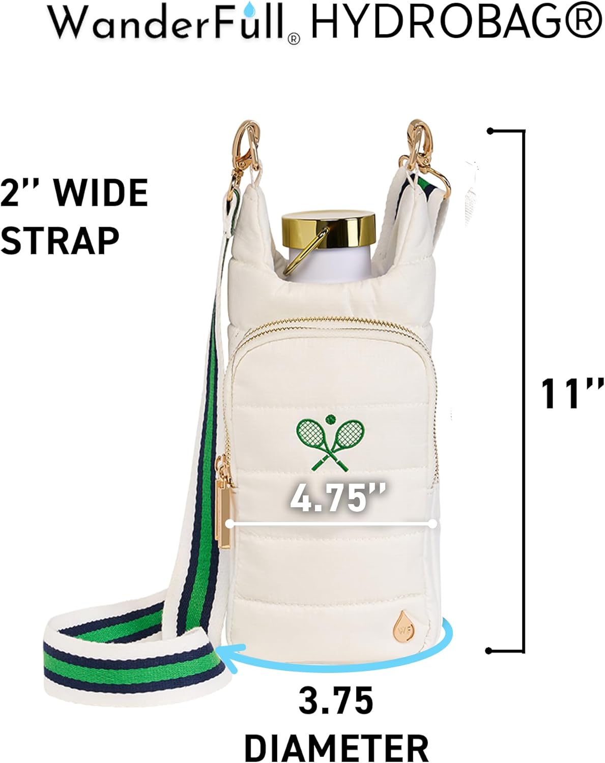 WanderFull® Original HydroBag® Collection, Water Bottle Holder w/Strap & Phone Pocket, Hands-Free Crossbody Water Bottle Bag