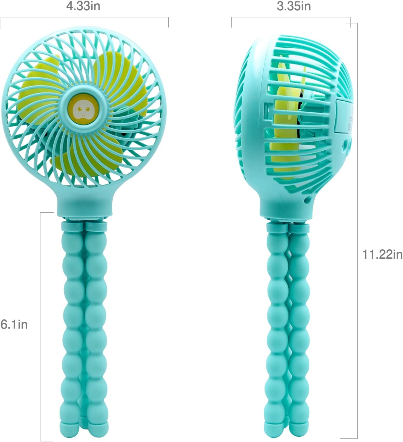 TRELC Mini Stroller Fan, 19H Ultra-long Battery Life, Personal Handheld Clip on Portable Rechargeable Fan with Flexible Tripod, Gift for Children Baby Office Room Car Travel BBQ Gym (Mint Green)