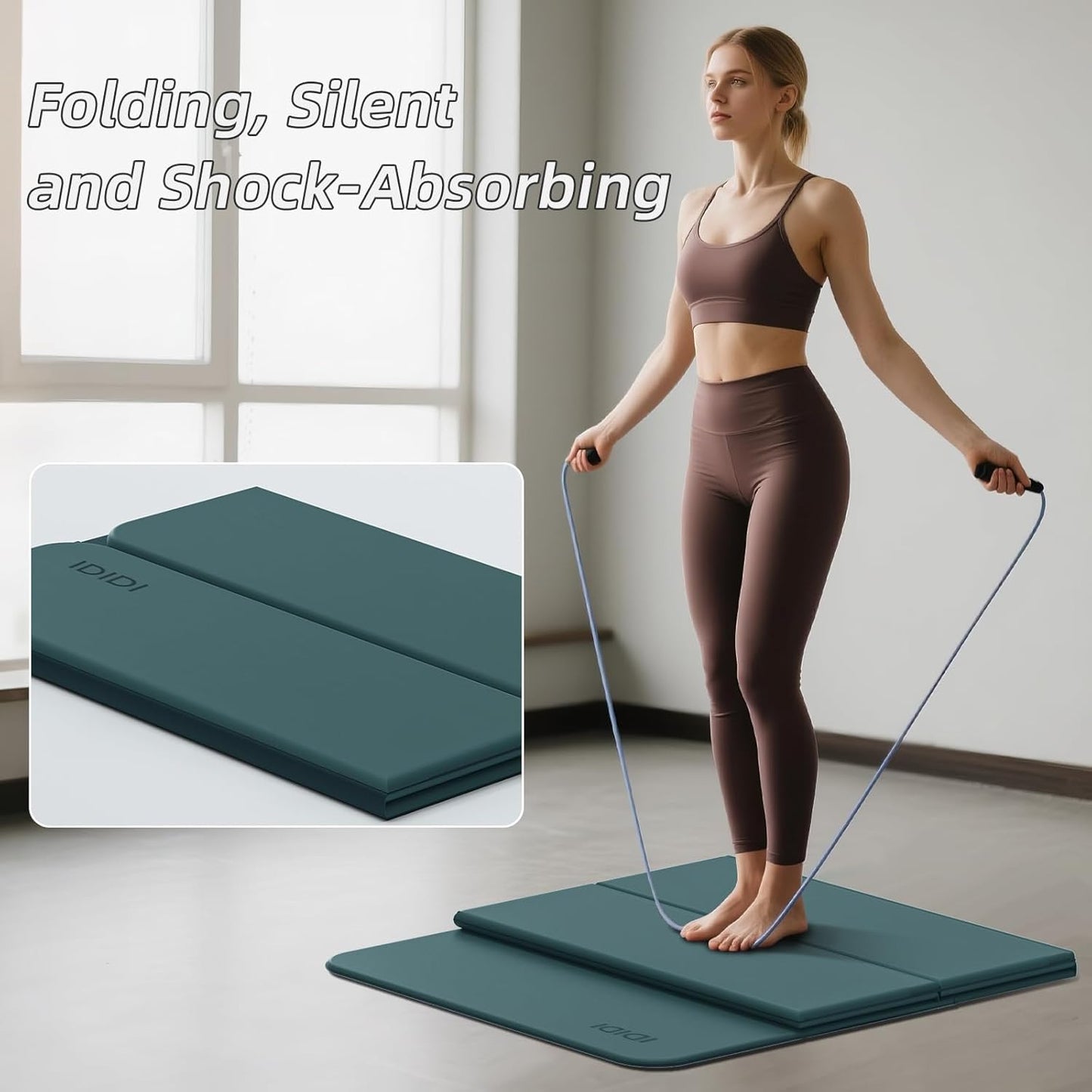 Foldable Yoga Mat Extra Thick 0.32 Inches Eco-Friendly POE Material, Non-Slip Design Fitness Mats, Multi-Purpose Workout Mats For Studio or Home Use (70 x 24 x 0.32 inches)
