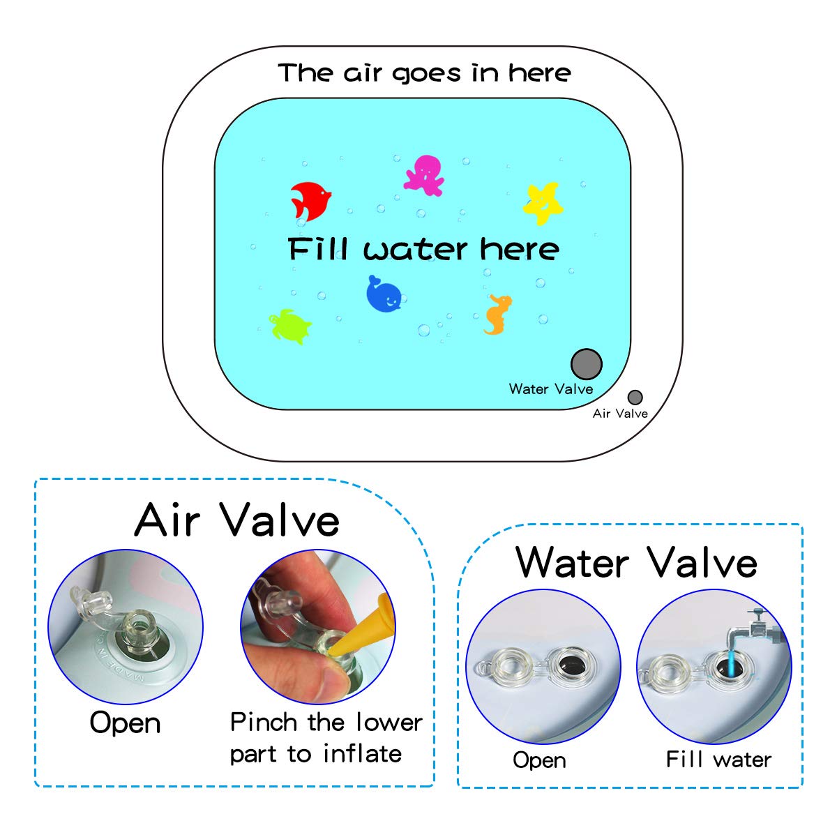 ZHUYNXIR Extra Big Infant Toys, Tummy time Toys, Baby Pink Water Play mat, Fun Early Development Activity Play Center for Newborn,Mermaid Pink 39.5x31.5 in.