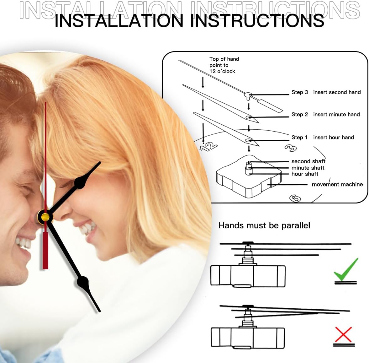 Generic Custom Clocks for Walls Personalized Picture Hanging Time Clocks Customize Gifts for Kitchen Bathroom Home Family Friends Gifts, 12inch-30cm