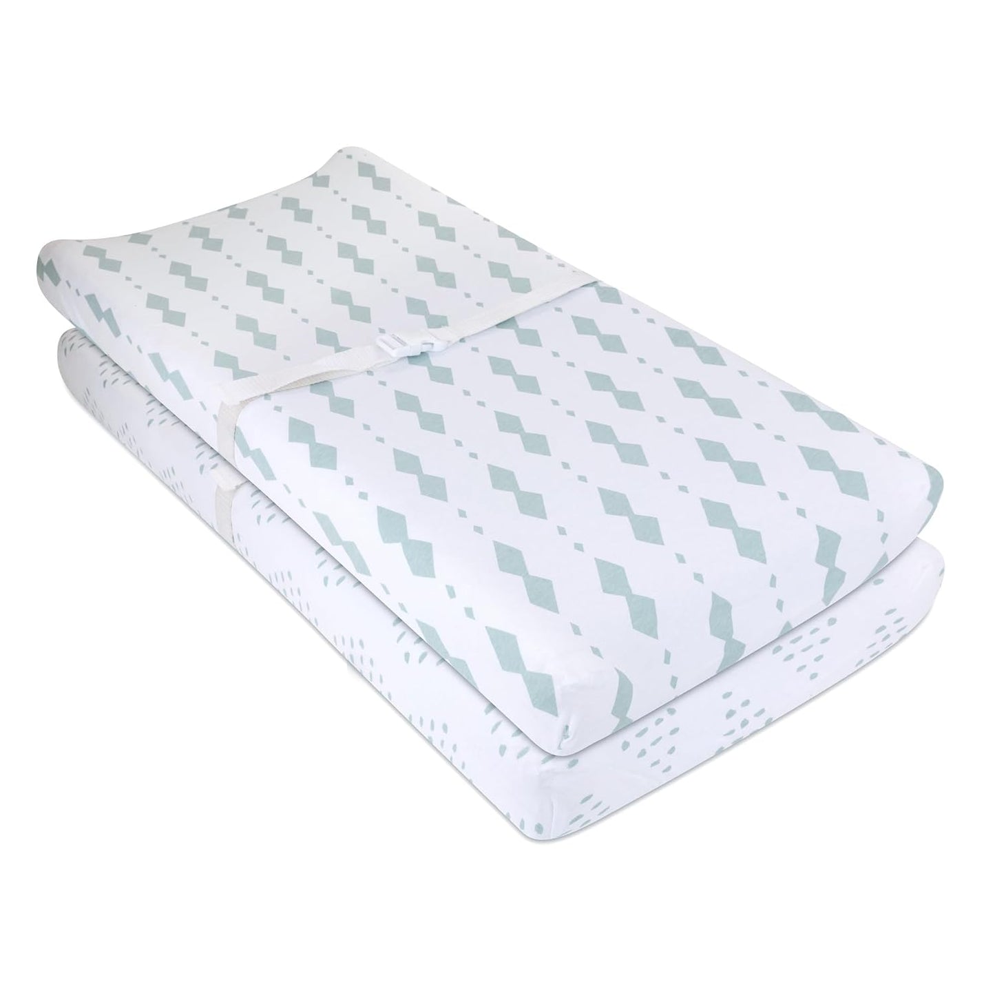 Changing Pad Cover - Cradle Sheets Fits Baby Mattress Sheet 36" X 18 - Unisex Grey Sage Diamond - 2 Pack Set