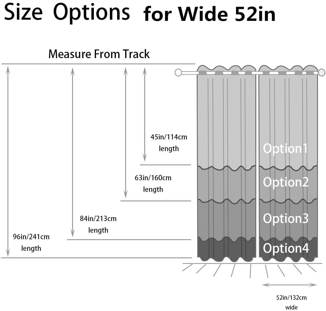 HOMEIDEAS Gray Grey Ombre Blackout Curtains, 52 X 96 Inch Length Gradient Color Room Darkening Curtains with Grommet Thermal Insulated Window Drapes for Living Room, Bedroom, 2 Panels