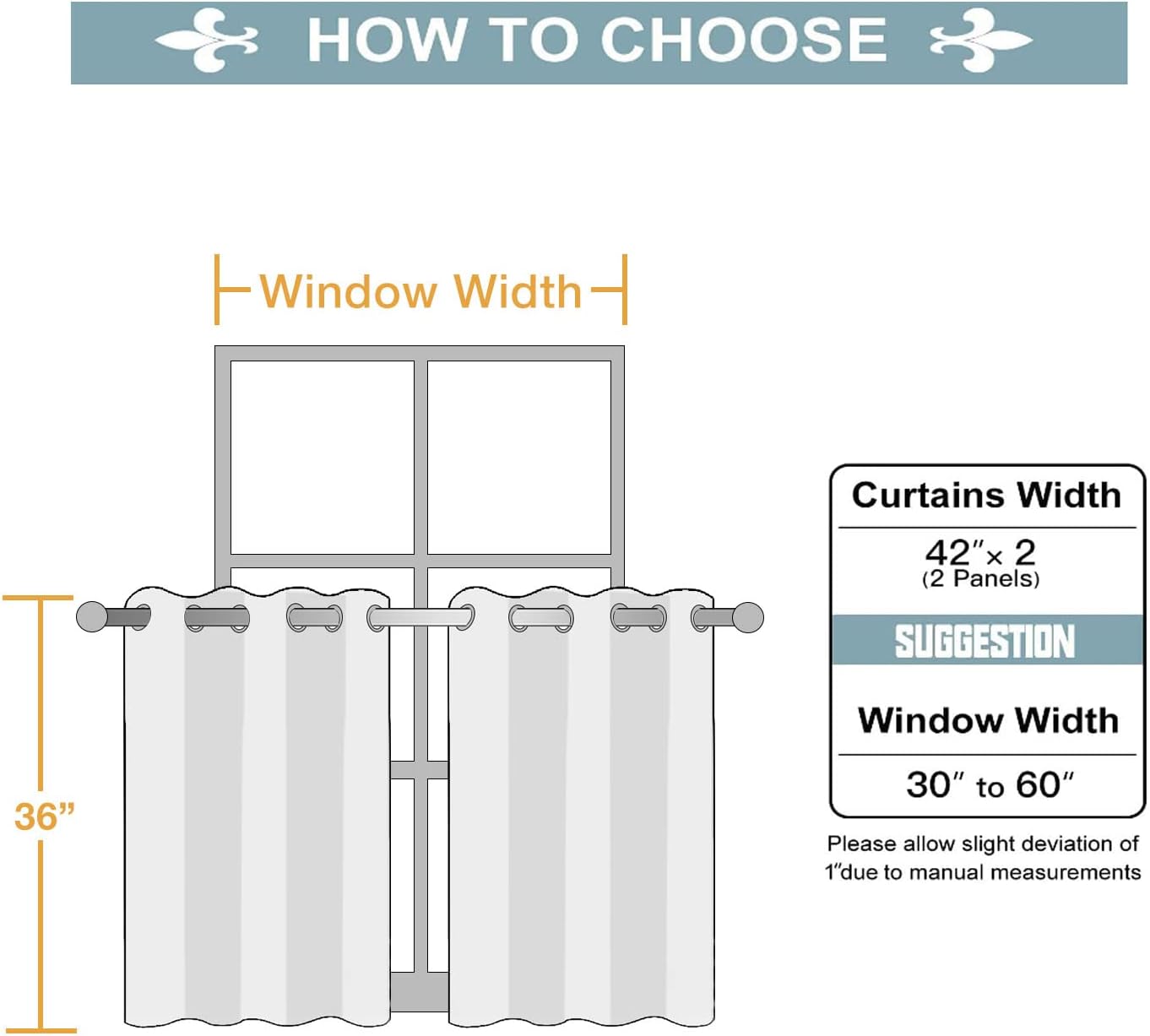 ChrisDowa Small Window Curtains for Kitchen and Bedroom - Grommet Short Thermal Insulated Room Darkening Curtains (2 Panels, Black, 42 x 36 Inch)