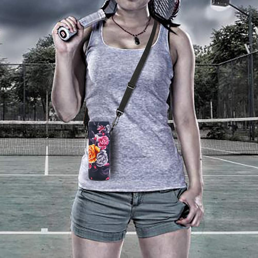 Neoprene Water Bottle Carrier Bag with Adjustable Shoulder Strap for Men Women Walking Hiking,Portable Insulated Holder Case for Stainless Steel/Glass/Plastic Bottles