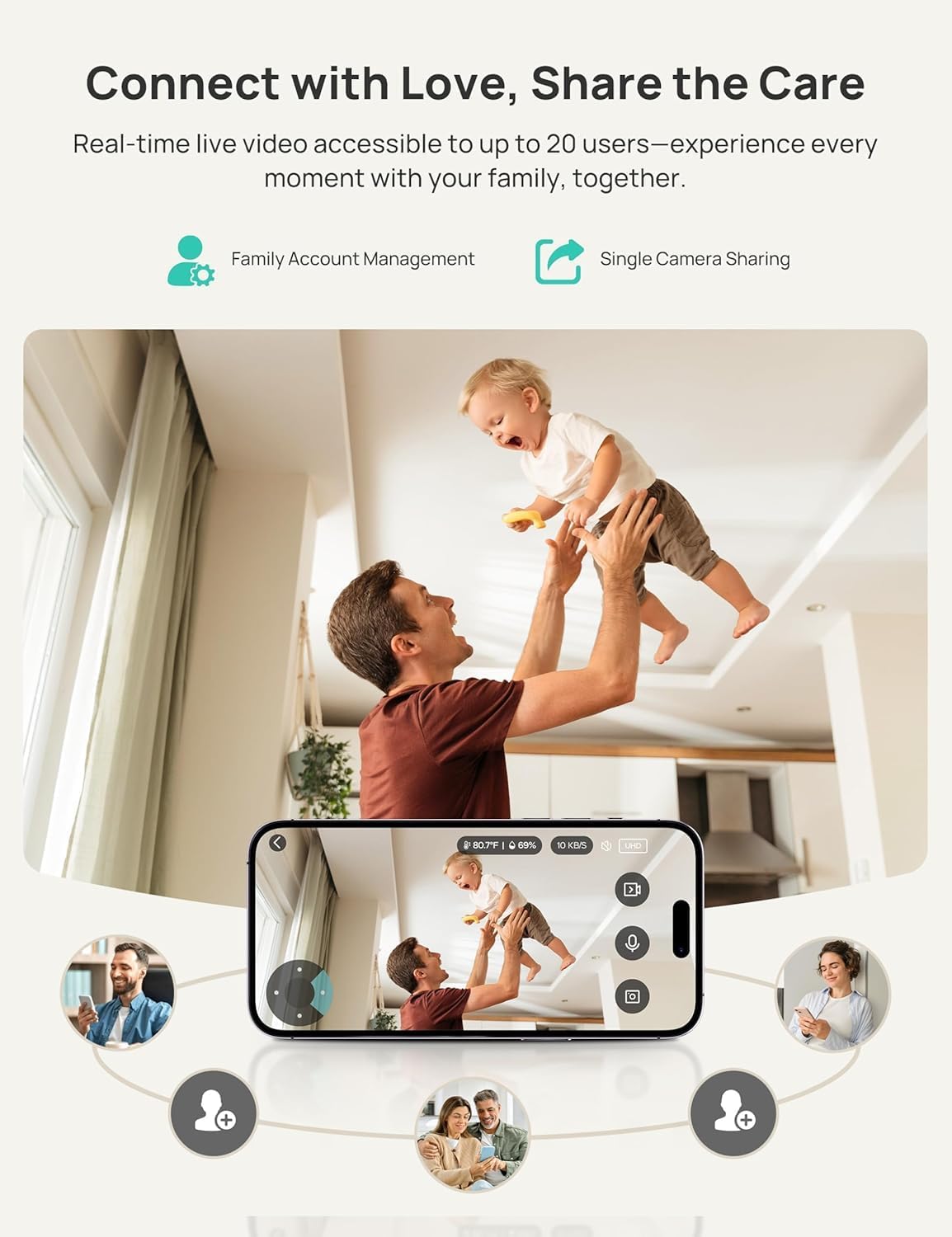 VistaView Smart WiFi Baby Monitor with 2 Cameras- 5” 1080P Split Screen & 2K Camera App Control, Cry & Motion Alerts, Night Vision, 5000mAh Battery, 2-Way Talk, Triple Security, 1279ft Range