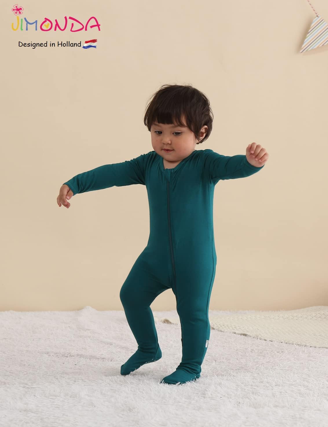 Jimonda Baby Romper Boys Girls Bamboo Pajamas 2-Way Zipper Footed Unisex Zip-Up Sleepers Sleep and Play pjs