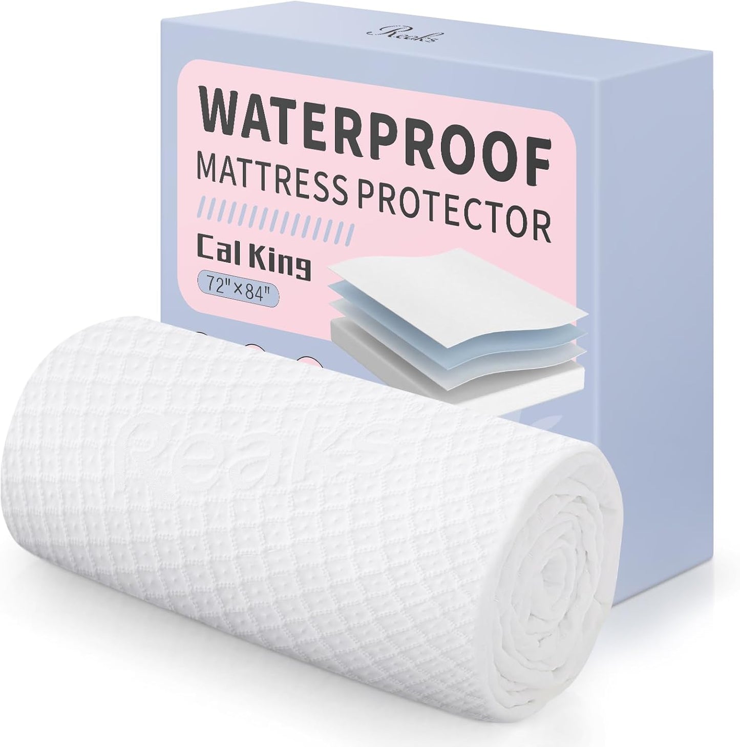 California King Size Waterproof Mattress Protector Fitted Mattress Pad Cover with Deep Pocket Up to 18''