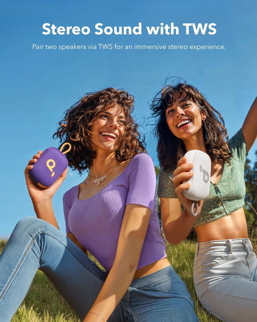 soundcore Select 4 Go Bluetooth Shower Speaker by Anker, IP67 WaterproofDustproof, Portable, Wireless, 20H Playtime, Floatable, Powerful Sound, Electronics for Outdoors/Home/Office/Travel/Party-Purple