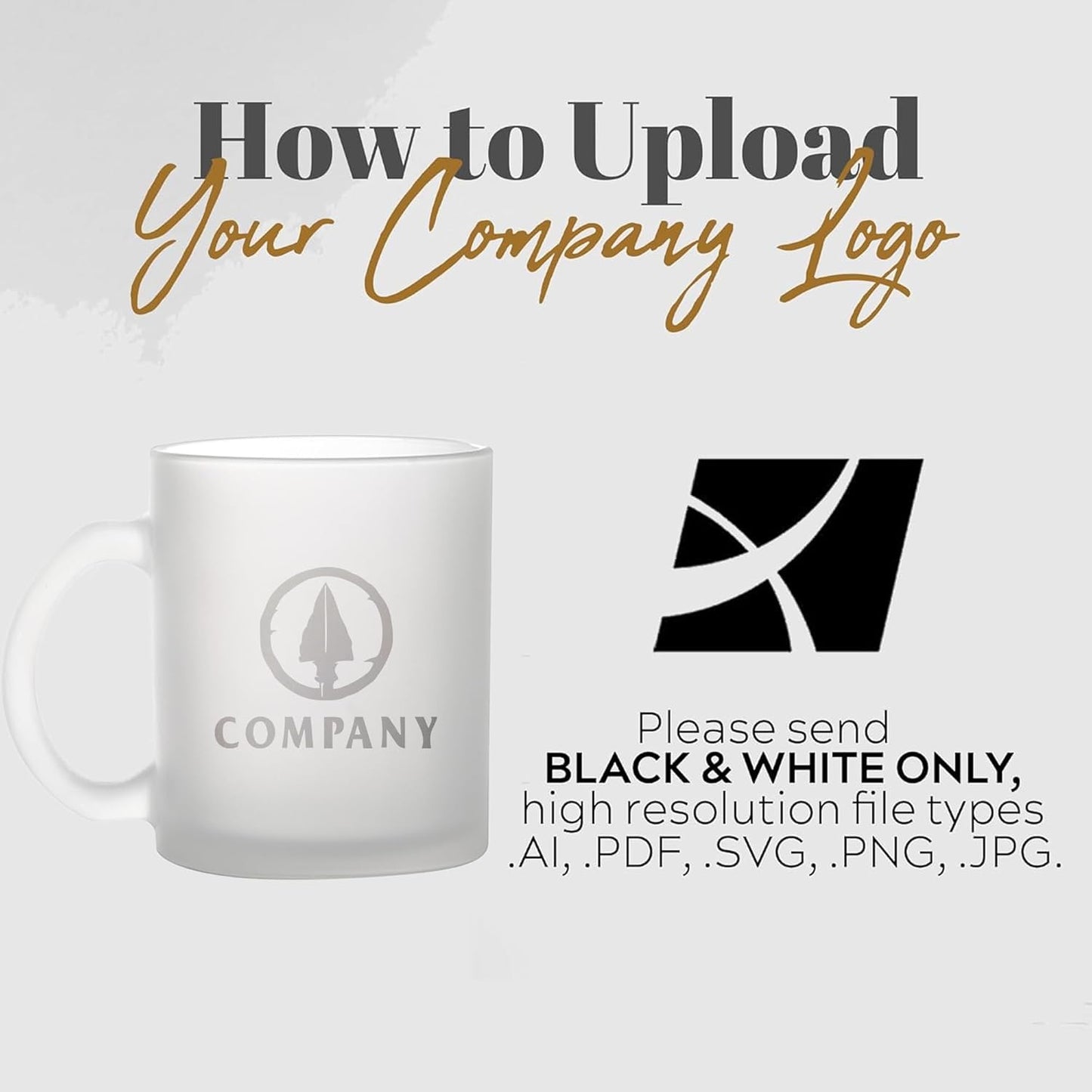 Personalized Coffee Mug Engraved with your Custom Text - Customized 11oz Frosted Glass Mugs, Hot Chocolate Mug, Tea Cup, Birthday Gifts, Retirement Gift (Engraved Custom Logo, Frosted)