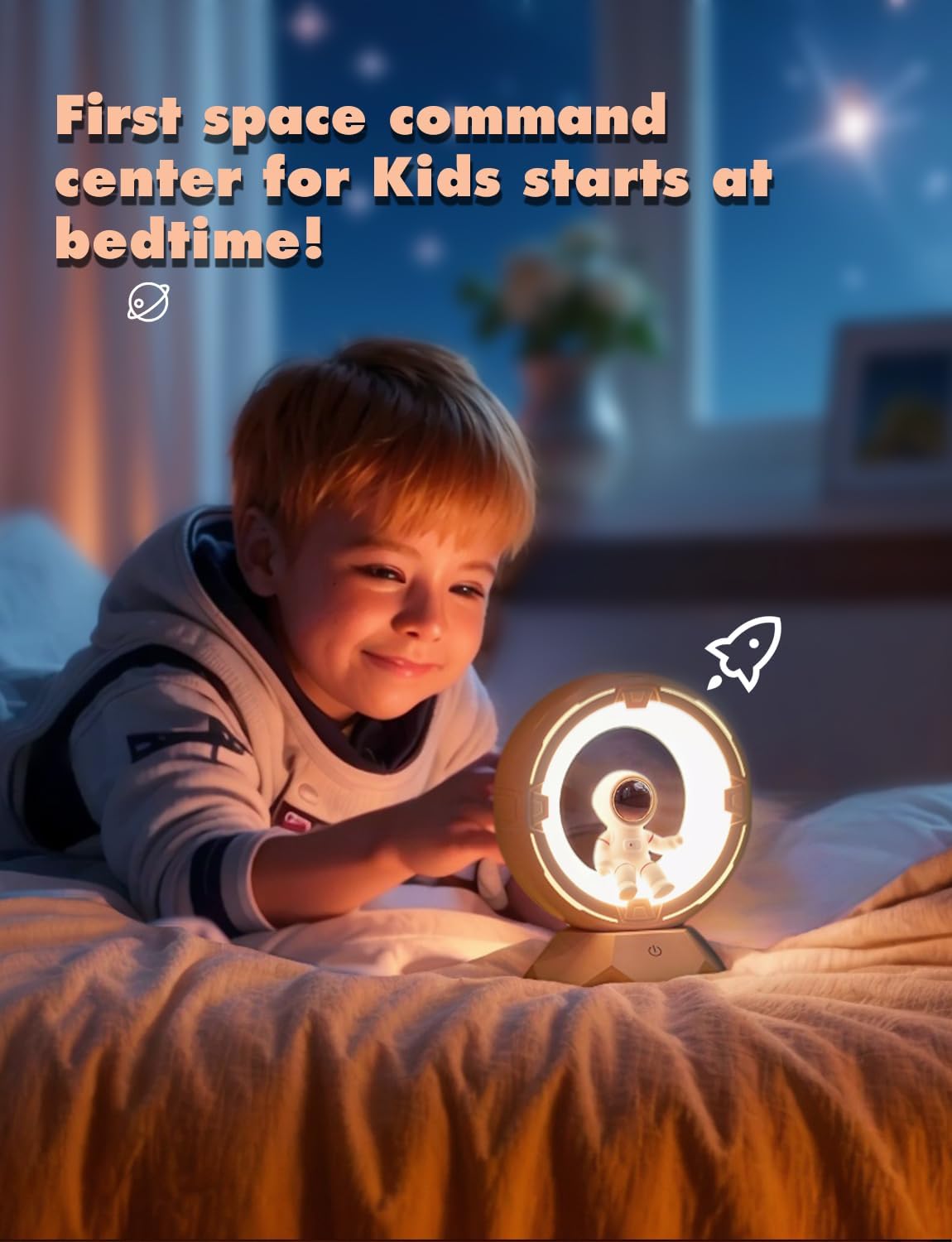 Night Light Kids, Astronaut Space Night Light Lamp with 9-Level Cold Warm Light Rechargeable Dimmable Tap Touch Nightlight for Kids Children Toddler Bedroom Bedside Livingroom Desktop