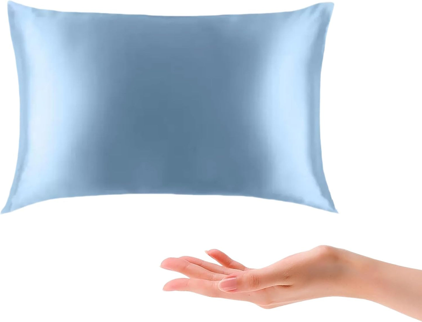 Organic Silk Baby Pillowcase with Zipper, Small 10"x13" Pillow Cover for Boys & Girls, Ideal for Bed & Travel, Soft for Kids Hair & Skin, Hypoallergenic Pillowcases for Toddlers (Blue Grey)