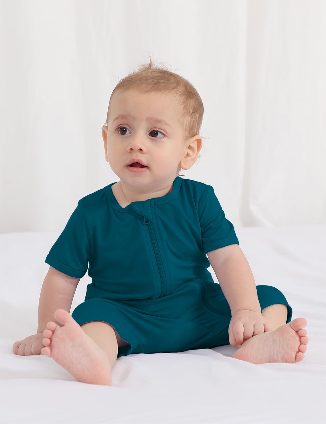 Jimonda Boys Baby Girls Short Sleeve Romper Unisex Baby Footless Pajamas With Viscose 2-Way Zipper Front 3Pcs0-24Months