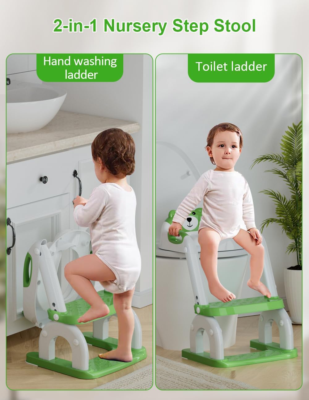 Potty Training Seat with Step Stool Ladder, Potty Training Toilet Seat with Soft Seat Splash Guard, Adjustable Height, 2 in 1 Potty Seats for Toddlers Kids Boys Girls