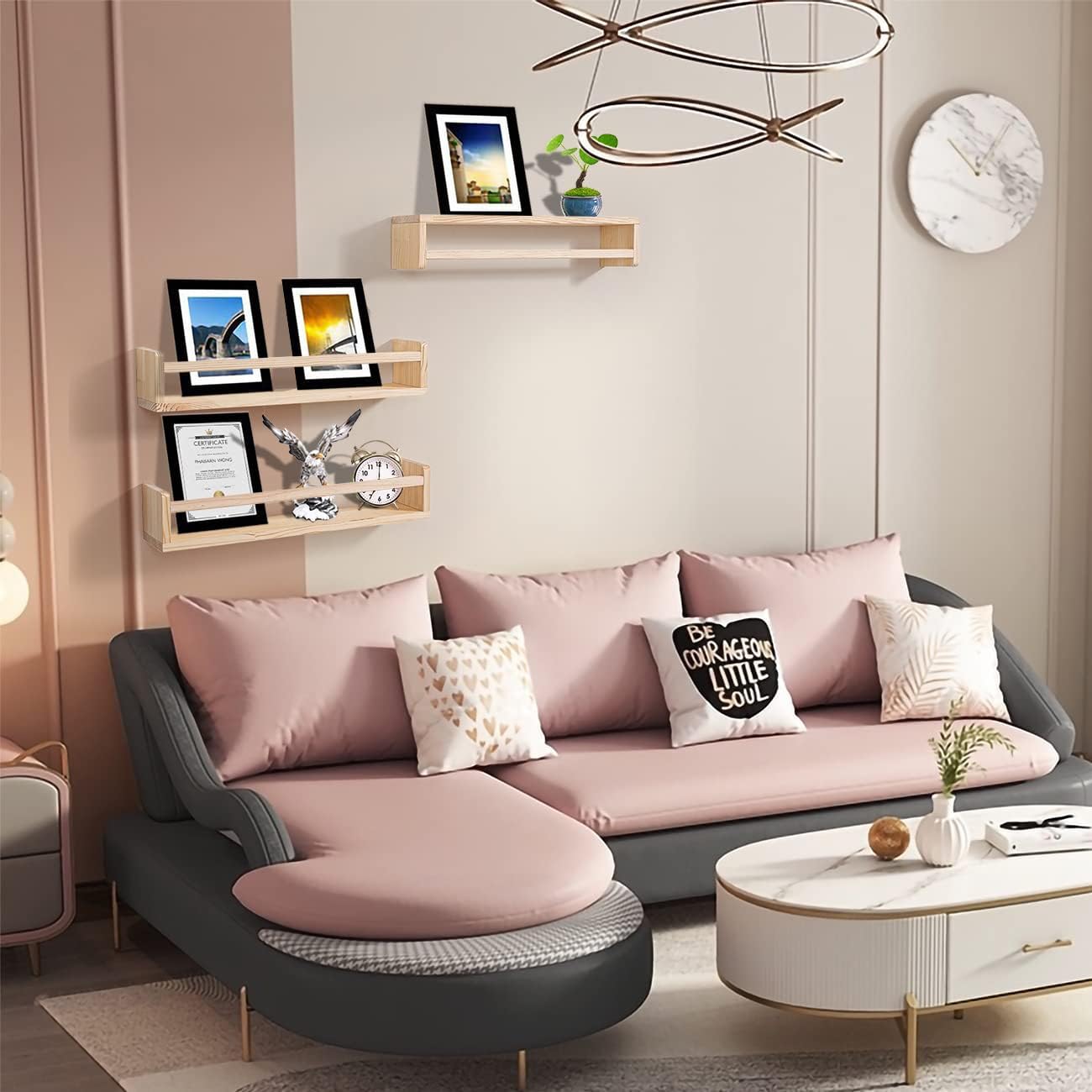 AZSKY Nursery Book Shelves 24 Inch Rustic Natural Wood Floating Shelves,Wall Book Shelves for Farmhouse,Bathroom Décor,Kitchen Spice Rack or Book Shelf Organizer for Home Décor,a Set of 3 Same Sizes