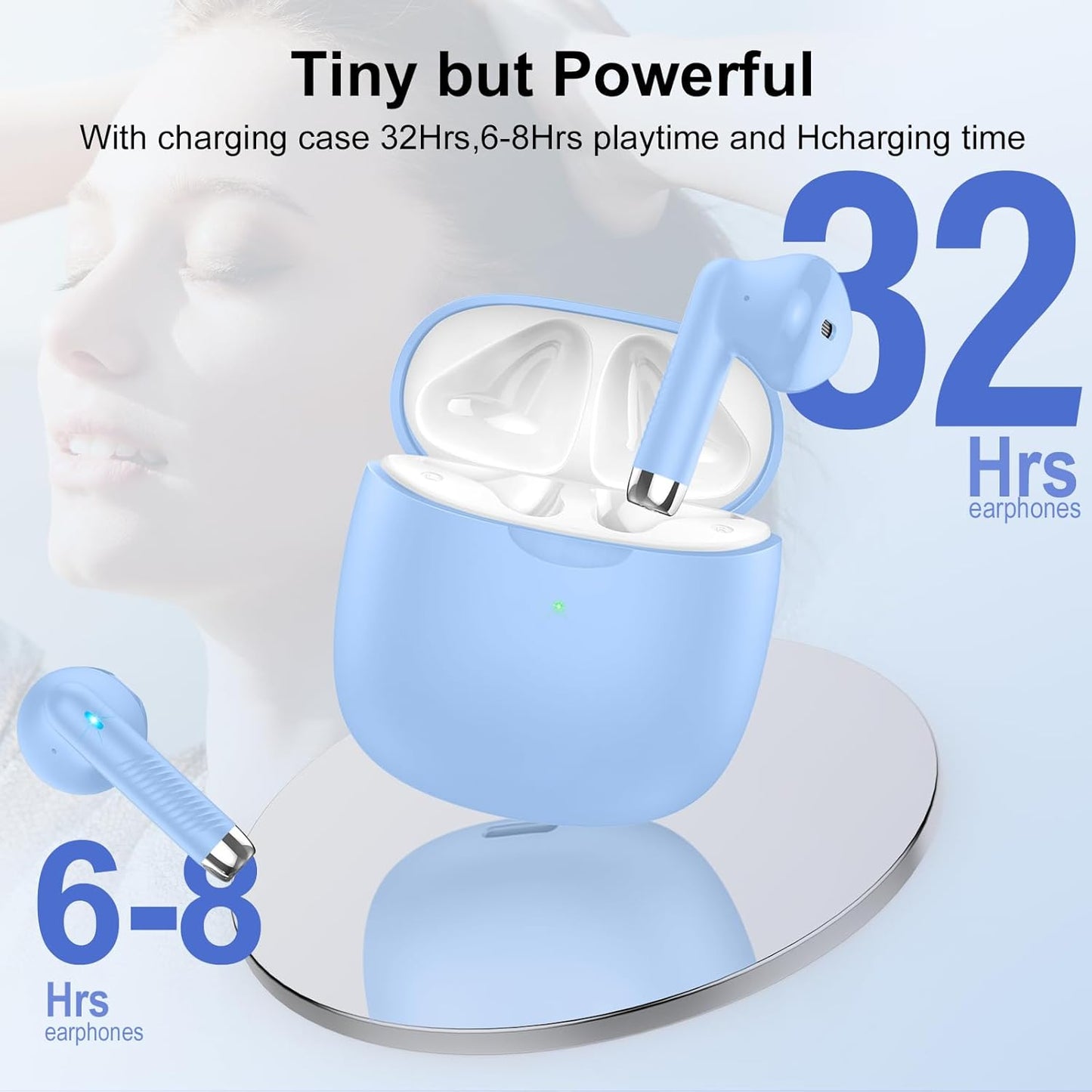 AI Translation Earbuds Real Time with Audio and Video Calls, 3-in-1 Language Translator Earbuds Support 164 Languages and 7 Translation Modes, 32H Buletooth 5.3 Headphones with Mic, Blue