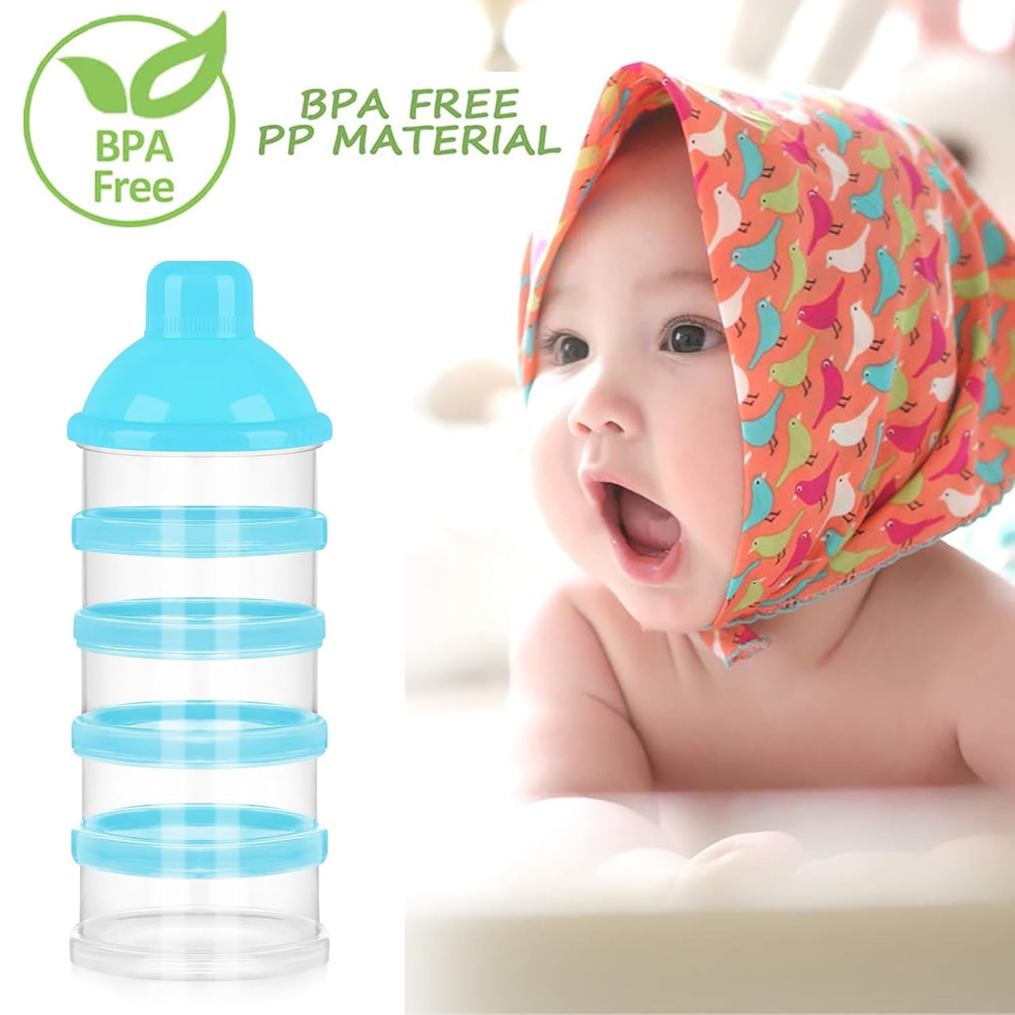 Accmor Formula Dispenser On The Go, 5 Compartments Stackable Formula Container for Travel, Baby Milk Powder Kids Snack Container, BPA Free