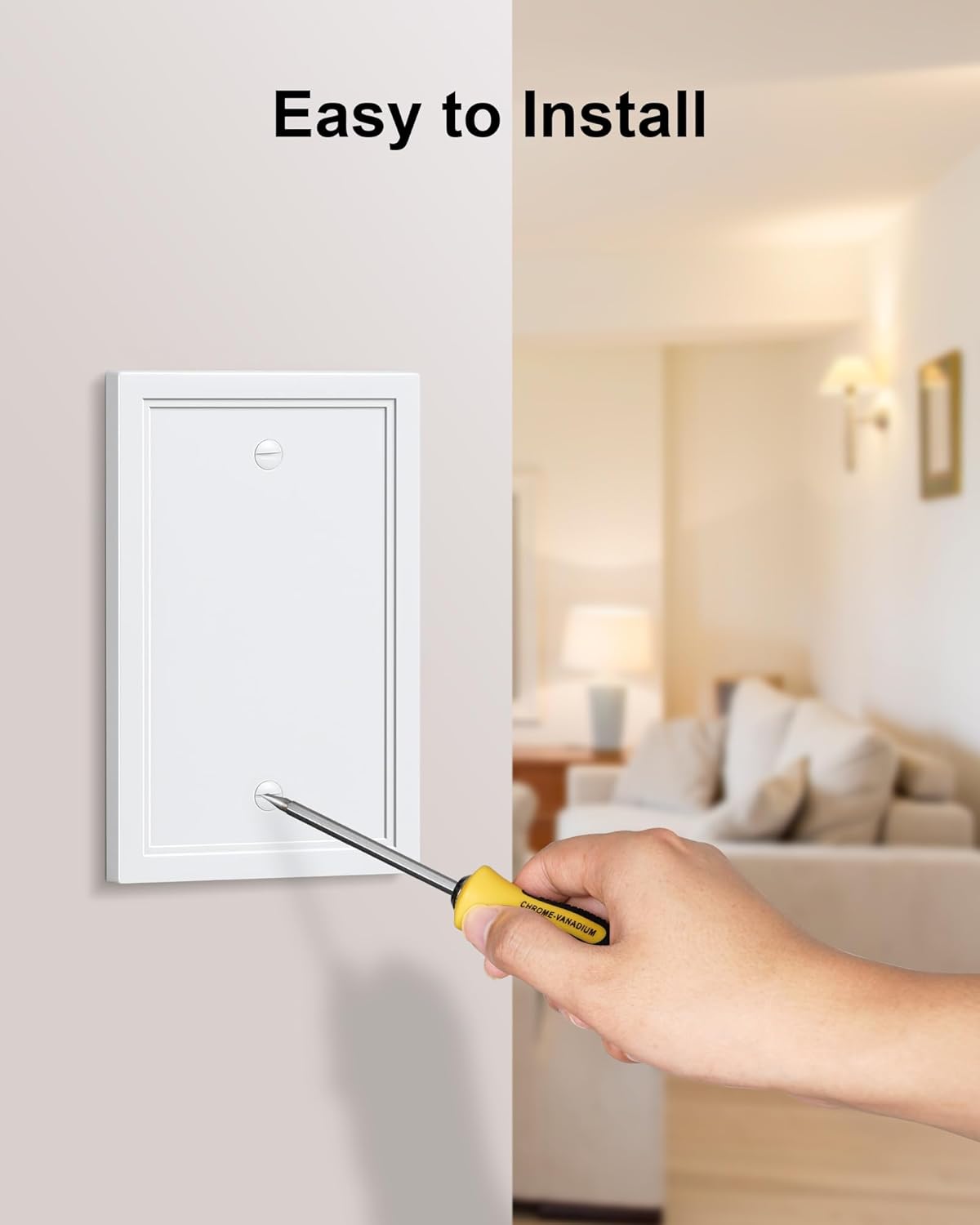 2-Pack Blank Outlet Cover Wall Plate, Natural Material Switch Plates Outlet Covers, Pure White Decorative Wall Plates for Electrical Outlets