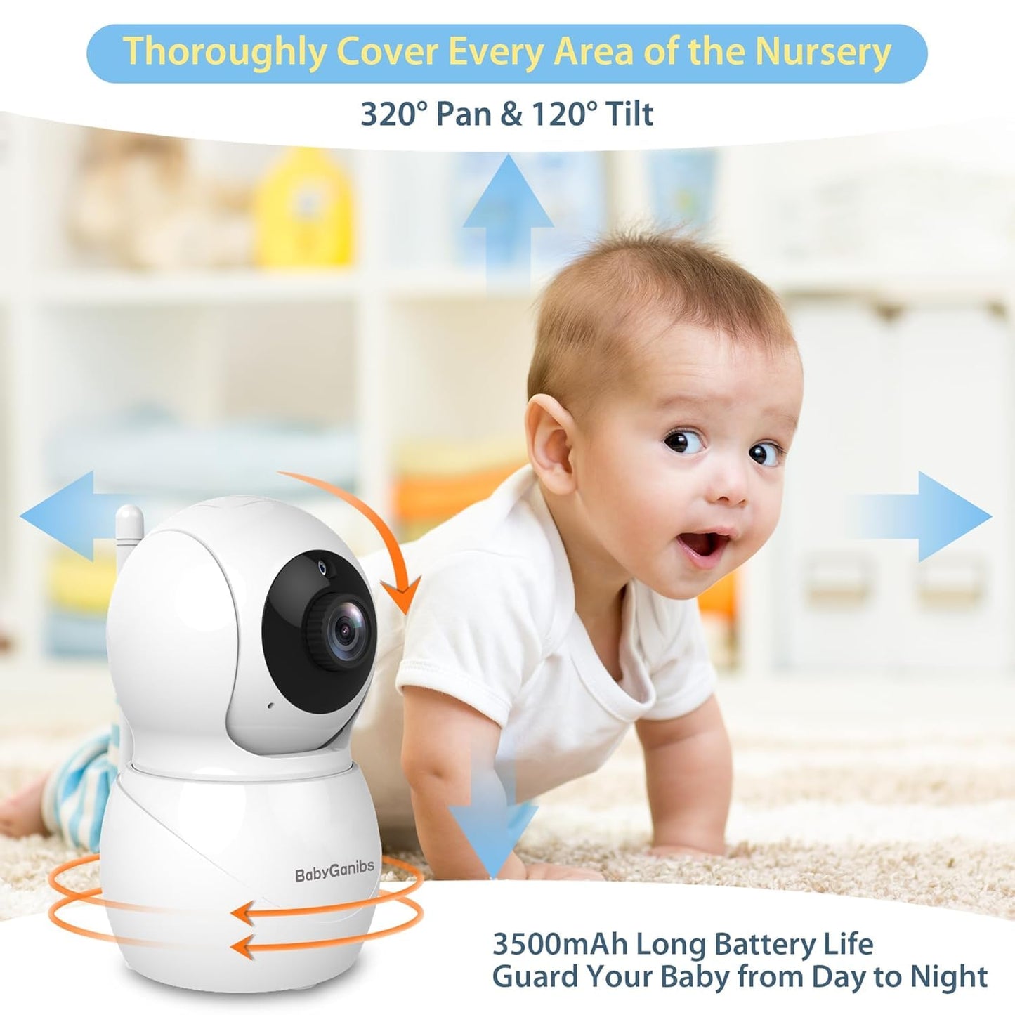 Baby Monitor with 4 Cameras Standby for 23-Hour Battery, Remote Control 4.3'' IPS Video Baby Monitor No WiFi Up to 1000ft Range, ECO, Night Vision, Temperature, 2-Way Talk, 8 Lullabies