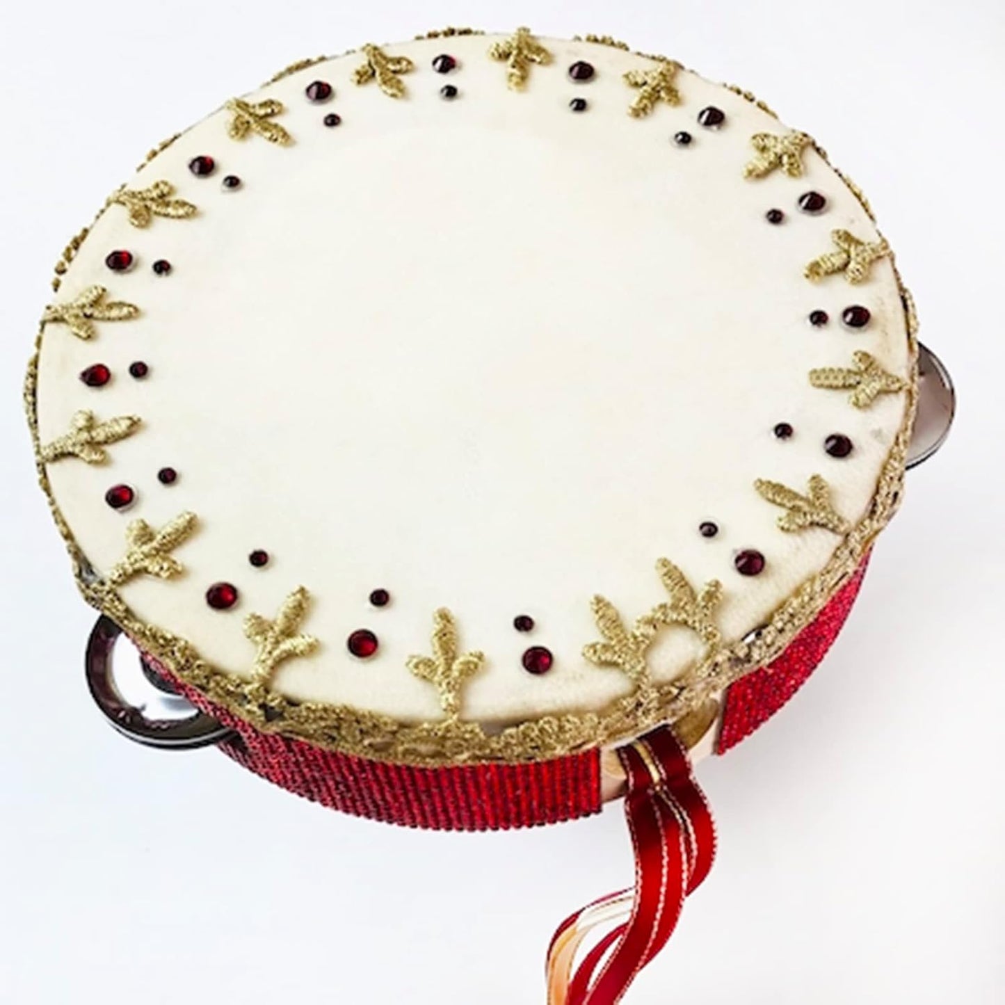 Tosnail 8" Wood Handheld Tambourine - Single Row 5 Pairs Jingles