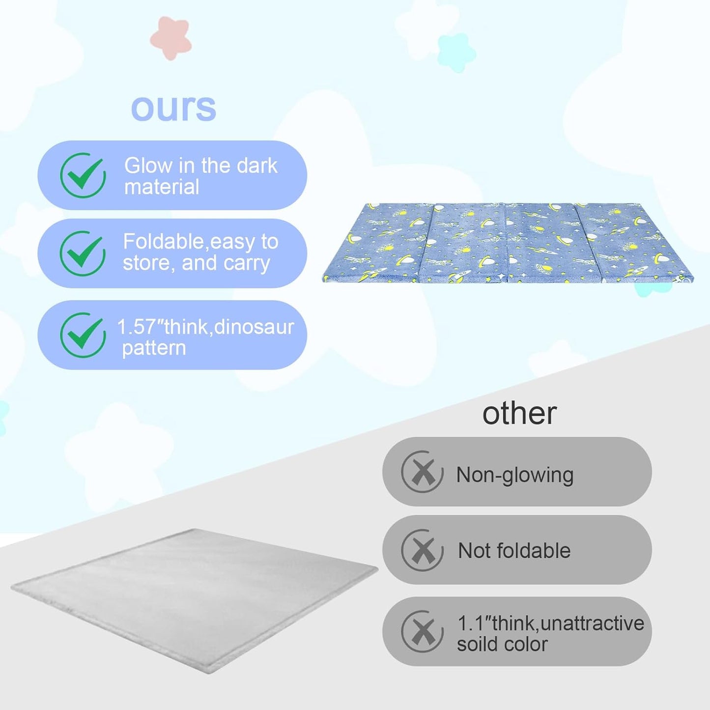 MeMoreCool Kids Floor Futon Mattress Large 6x4 FT, Thicken Foam Tatami Mattress for Children Play Area, Foldable Sleeping Pad Crawling Tatami Mat for Playroom