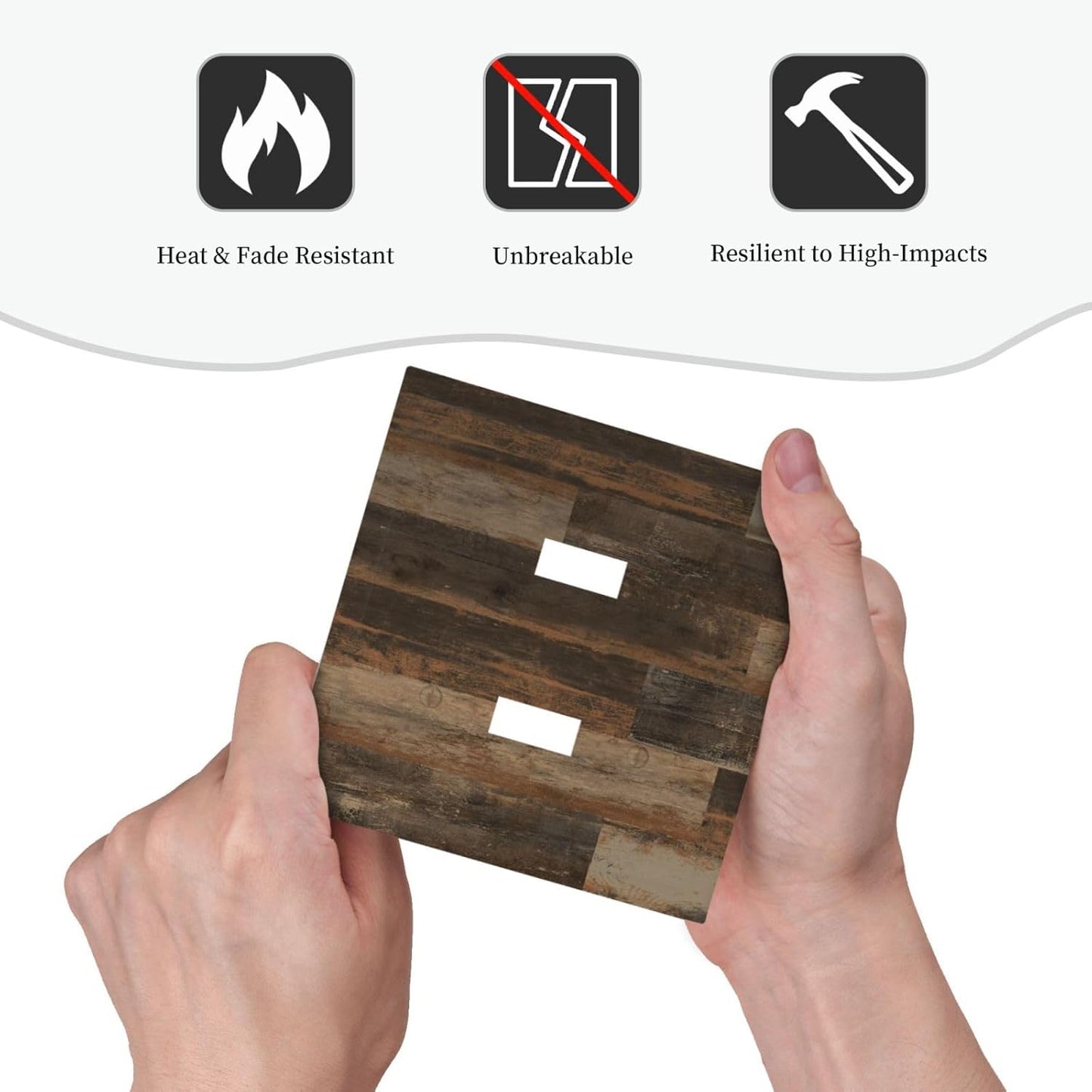 Rustic Brown Wood Grain Dark Oak Decorative Switch Plates 2 Gang Double Toggle Outlet Light Switch Cover Wall Plate Electrical Faceplate for Farmhouse Home Decor