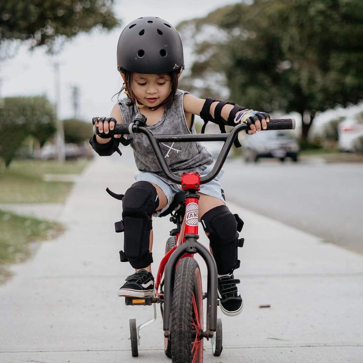 Soft-Style Kids Knee and Elbow Pads with Bike Gloves, Flexible Impact-Resistant Gear for Ages 2-11, Designed for Balance Bikes, Roller-Skating, and Skateboarding