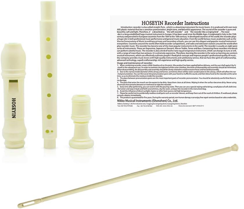 Soprano Recorder Baroque style German style C Key 8 Holes Soprano Recorder for Beginners Kids students(German, ivory white)