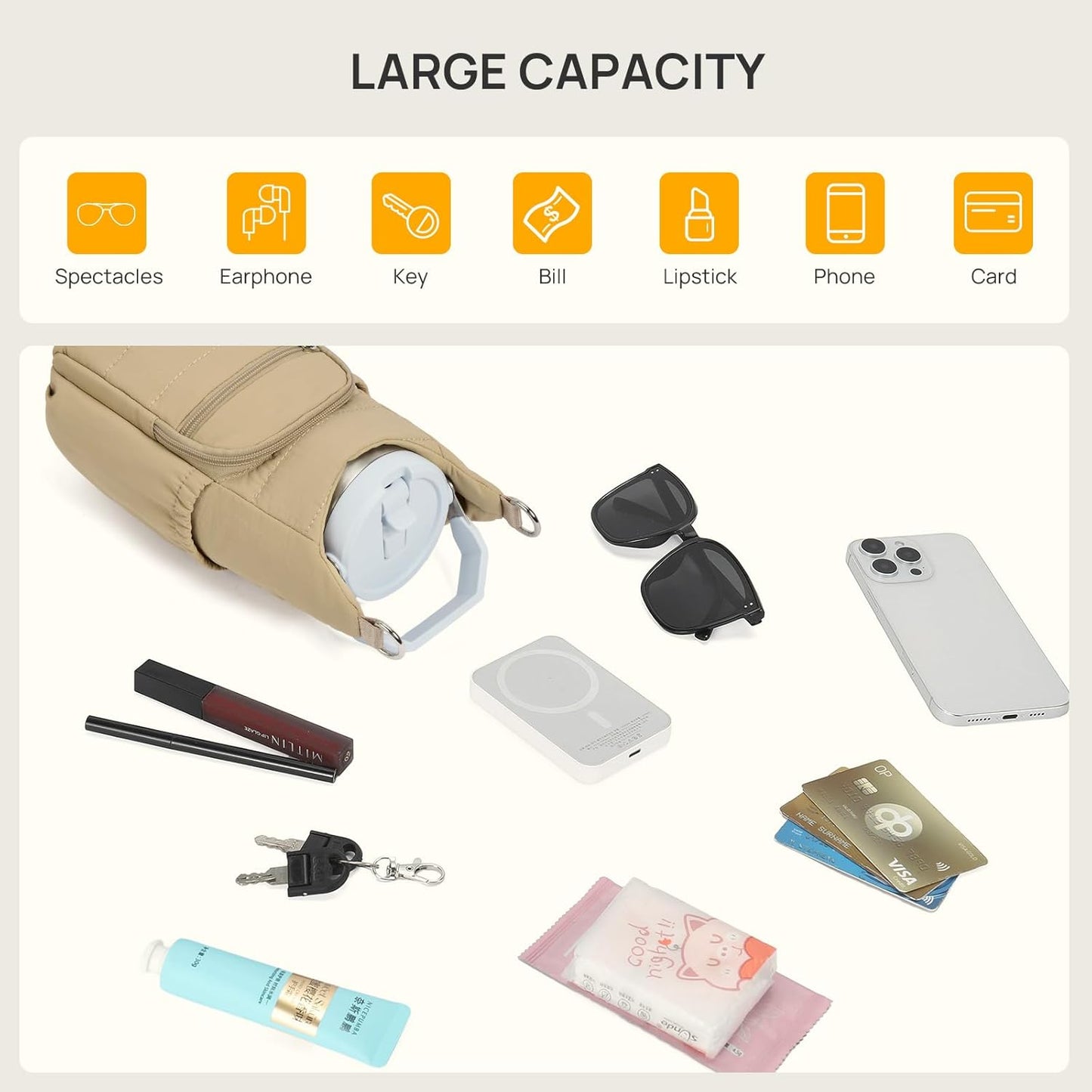 Telena Water Bottle Holder with Strap RFID Crossbody Bags for Women for Walking, Hiking, Cycling