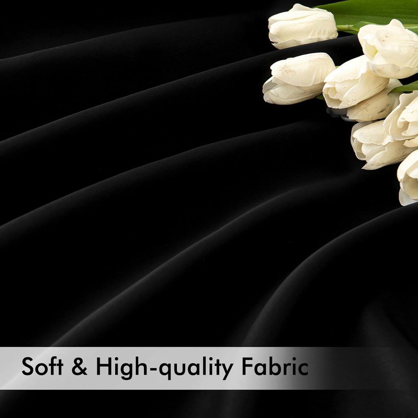 MIULEE Black Back Tab Blackout Curtains 132 Inch Length 2 Panels Set for Living Room Bedroom Privacy, Halloween Rod Pocket/Pinch Pleat Thermal Insulated Room Darkening Pleated Light Blocking Drapes